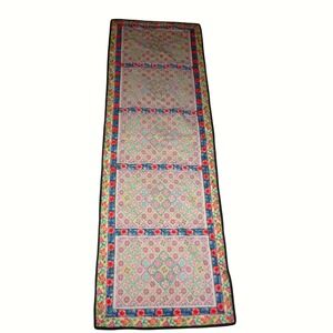 Vintage Hand Embroidered Table Runner Floral‎ Folk Art Boho Decor 20x60"